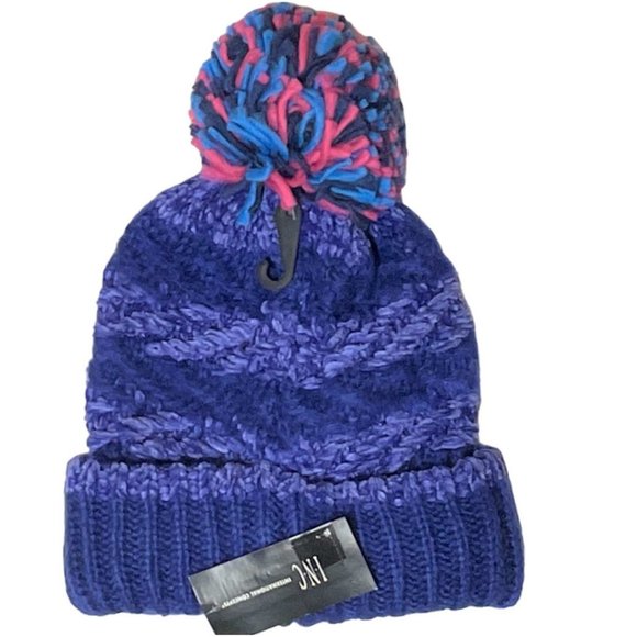 INC International Concepts Accessories - INC Chenille Striped Multi-Pom Beanie (444)